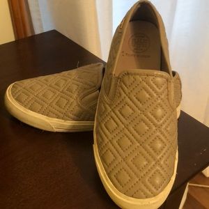 Tory Burch Gray Quilted Sneakers